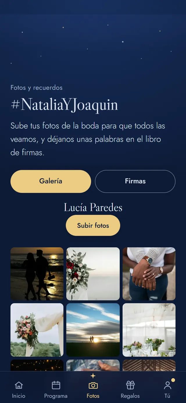 La galería de una boda con las fotos de los invitados