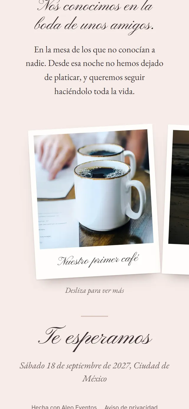 Carrusel de fotos instantáneas con la historia de la pareja